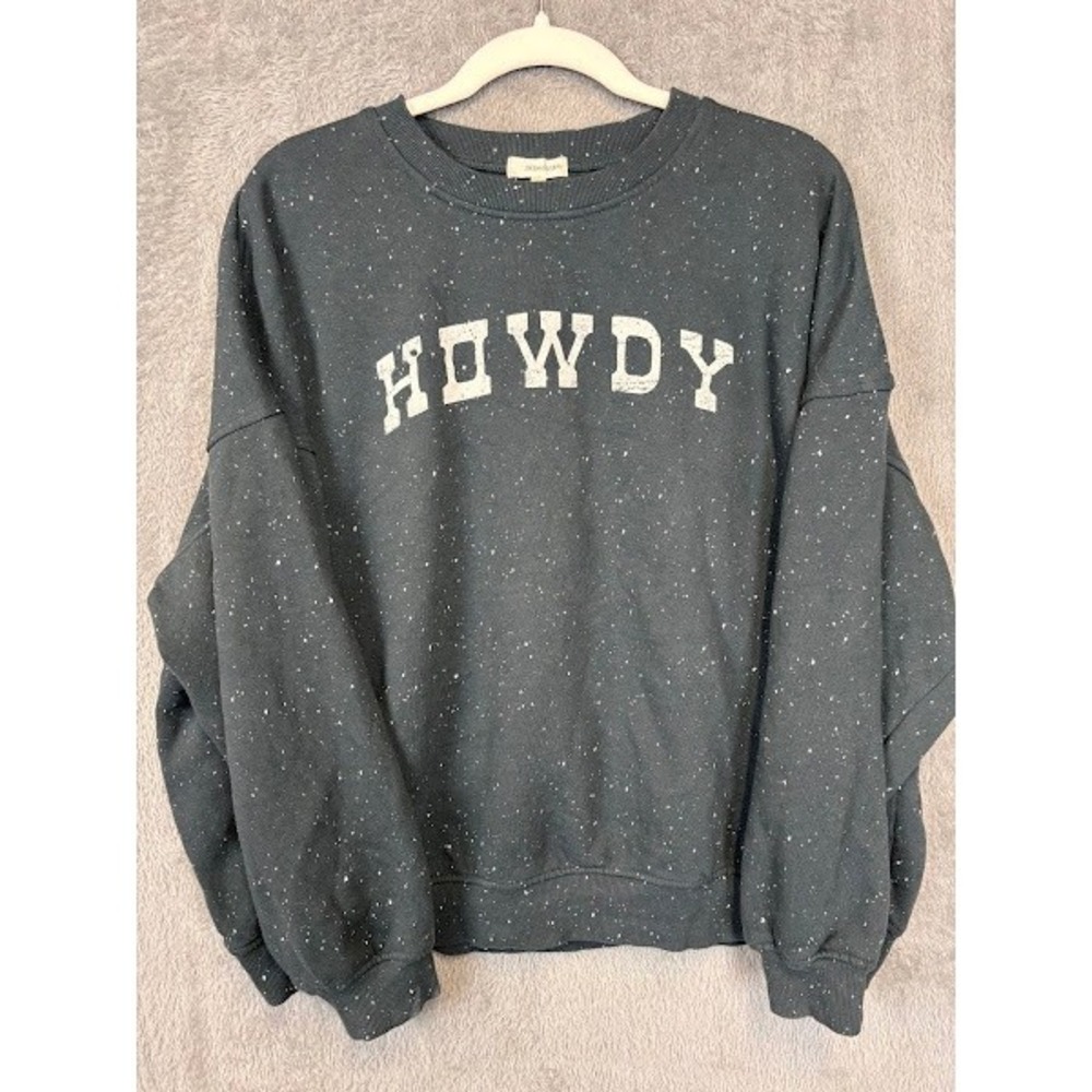 Modish Rebel Buckle Brand Howdy Graphic Splatter Sweatshirt Charcoal Grey Large